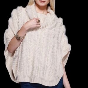 Dolce Cabo Fur Trimmed Poncho